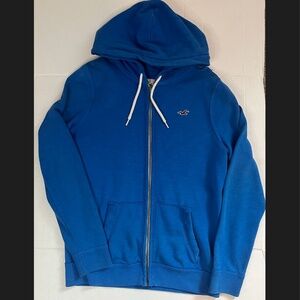 Hollister Blue Distressed Full Zip Hoody Men’s Small
